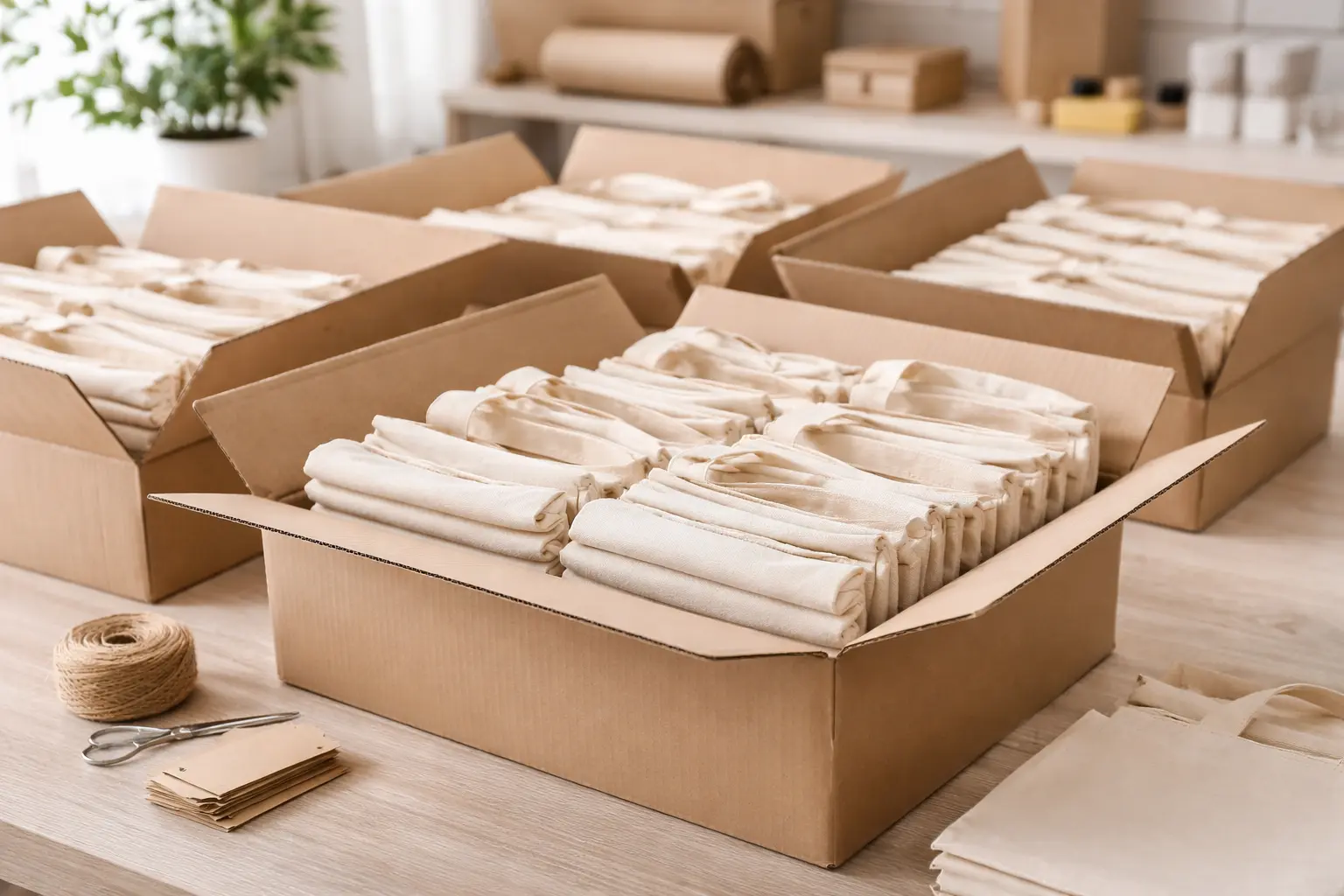 Toplu sipariş bez çanta paketleme süreci