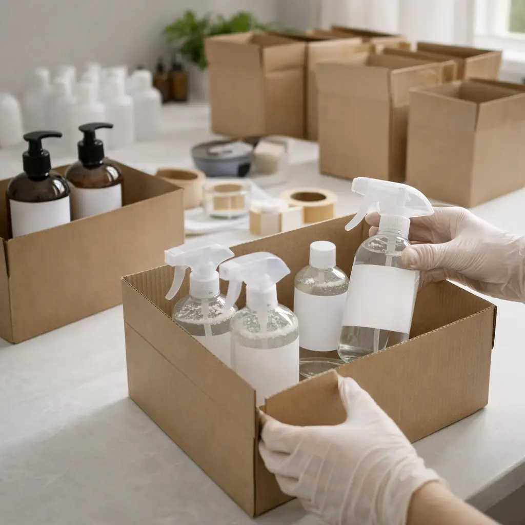 temizlik ürünü paketleme ve etiketleme süreci